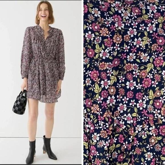 J.CREW -NWT- Button-Up Mini Dress Ditsy Floral Sunny Meadows | Small - Picture 1 of 15